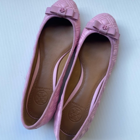 Tory Burch Marion Quilted Ballet Flats in Powder Puff Pink - Picture 8 of 15